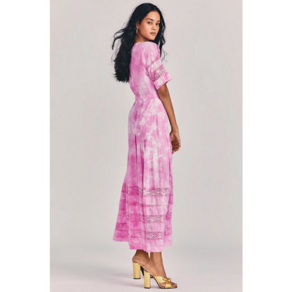 💕LOVESHACKFANCY💕 Edie Midi Dress ~ Begonia Hand Dye Medium M NWT - Picture 3 of 16